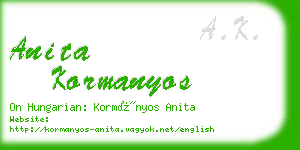 anita kormanyos business card